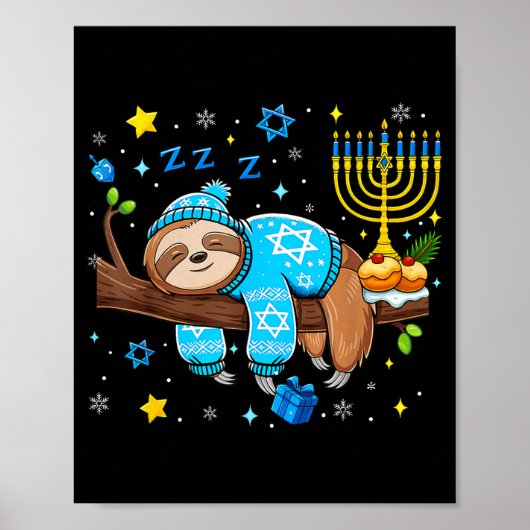 Funny Hanukkah Sloth Jewish Chanukah Sleeng Hanukk Poster (Vorne)
