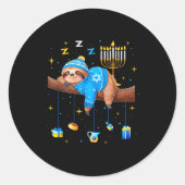 Funny Hanukkah Sloth Jewish Chanukah Sleeng Hanukk Runder Aufkleber (Vorderseite)