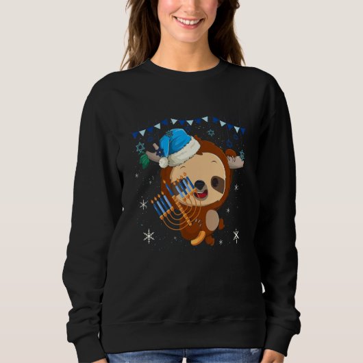 Funny Hanukkah Sloth Jewish Chanukah Sleeping Sweatshirt (Vorderseite)