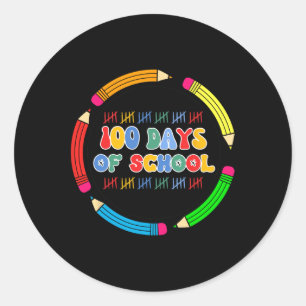 Funny Happy 100 Days of School Art for Men Frauen Runder Aufkleber