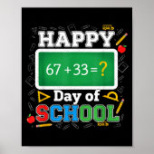 Funny Happy 100 Days Of School Math Teacher Six Se Poster (Vorne)