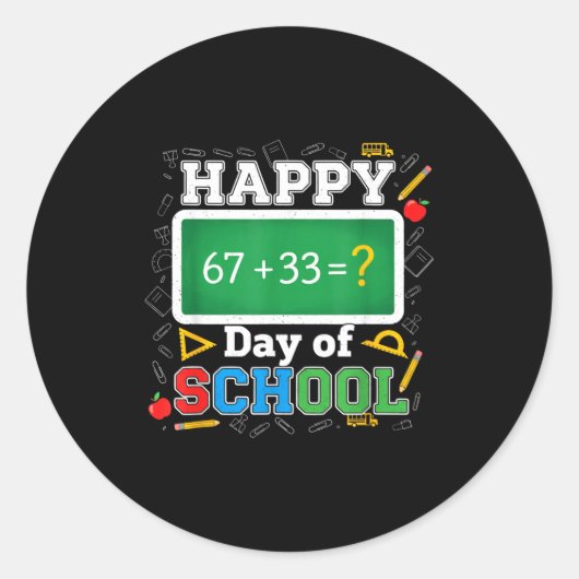 Funny Happy 100 Days Of School Math Teacher Six Se Runder Aufkleber (Vorderseite)