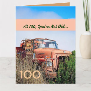 FUNNY Happy 100. Geburtstag Vintag Orange Truck A1 Karte