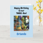 Funny Happy 3rd Birthday Boy, Dino, Personalized  Karte (Gelbe Blume)