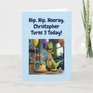 Funny Happy 3rd Birthday Son, Dino, Personalized Karte
