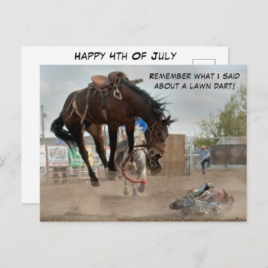 Funny Happy 4. Juli Rodeo Saddle Bronc Event Postkarte (Vorne/Hinten)