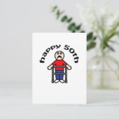 Funny, "Happy 50." Mens Walker Postkarte (Stehend Vorderseite)