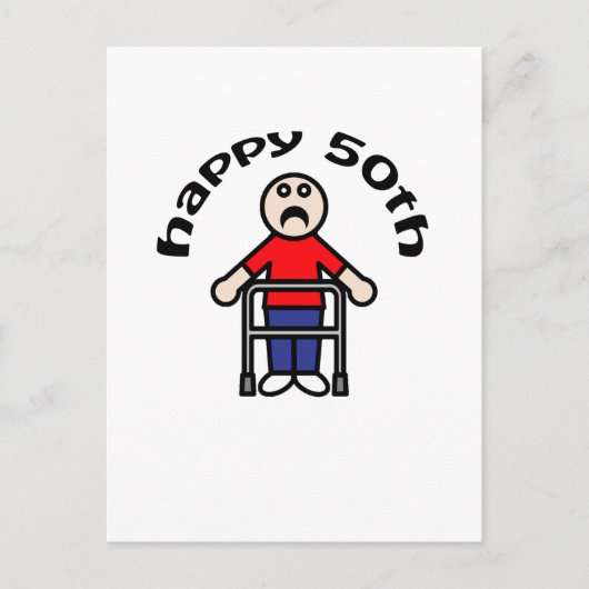 Funny, "Happy 50." Mens Walker Postkarte (Vorderseite)