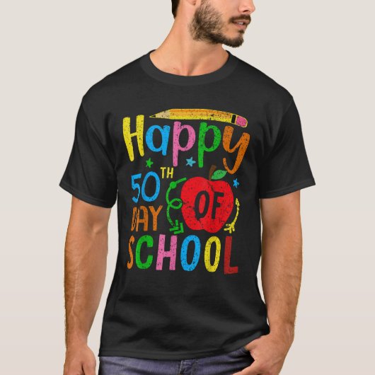 Funny Happy 50. Schultag T-Shirt (Vorderseite)