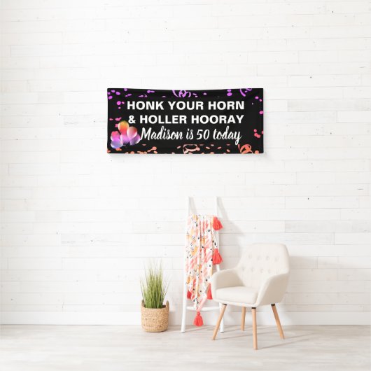 Funny Happy 50th Birthday Honk Your Horn Name Banner (Insitu)