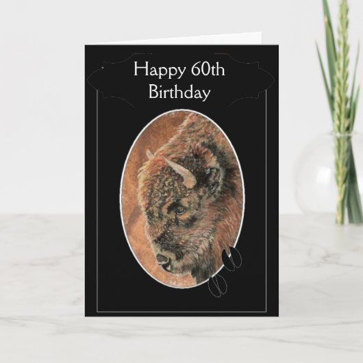 Funny Happy 60. Geburtstag Bison, Buffalo Tiere Karte (Vorderseite)