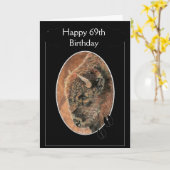 Funny Happy 69. Geburtstag Bison, Buffalo Tiere Karte (Gelbe Blume)