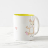 Funny Happy Baby Oaster Bunny & Heart Two-Tone Co Zweifarbige Tasse (VorderseiteRechts)