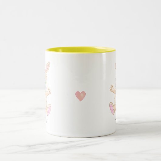 Funny Happy Baby Oaster Bunny & Heart Two-Tone Co Zweifarbige Tasse (Mittel)