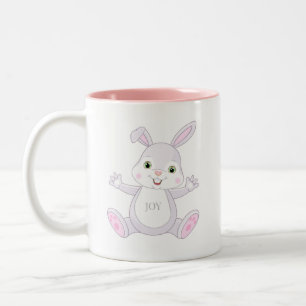 Funny Happy Baby Oaster Bunny & Heart Zweifarbige Tasse