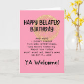 Funny Happy Belated Geburtstagskarte Karte (Gelbe Blume)