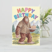 Funny Happy Birthday BigFoot Sasquatch Einladung (Stehend Vorderseite)