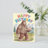 Funny Happy Birthday BigFoot Sasquatch Postkarte (Stehend Vorderseite)