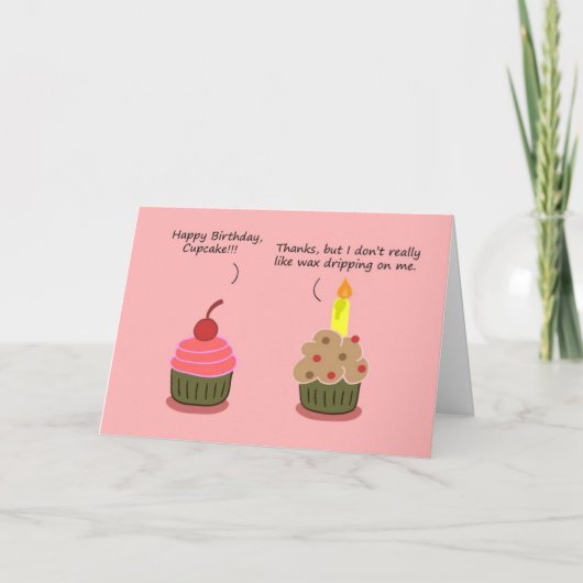 Funny Happy Birthday Card: Cupcake Candle Woes Karte (Vorderseite)