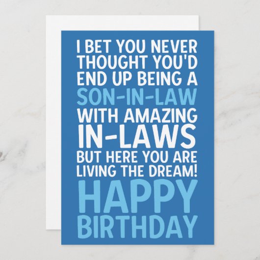 Funny Happy Birthday Card für Schwiegersohn Einladung (Vorne/Hinten)