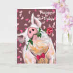 Funny Happy Birthday Card mit Gentleman Pig Karte<br><div class="desc">Gentleman Pig Funny Geburtstagskarten - MIGNED Painting and Design - oder Ihren Text hinzufügen / Name</div>