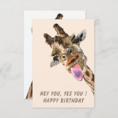 Funny Happy Birthday Card with Playful Giraffe (Vorne/Hinten)