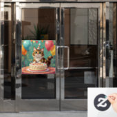 Funny happy birthday cat fensteraufkleber (Büro Tür)
