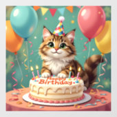 Funny happy birthday cat fensteraufkleber (Blatt)