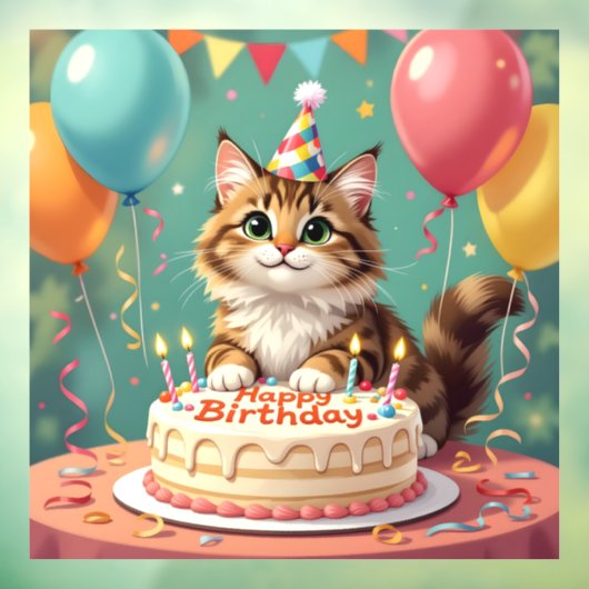 Funny happy birthday cat fensteraufkleber (Blatt 3)
