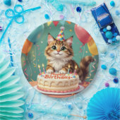 Funny happy birthday cat pappteller (Party)