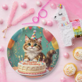 Funny happy birthday cat pappteller (Party)