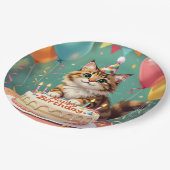 Funny happy birthday cat pappteller (Schrägansicht)