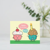 Funny Happy Birthday - Cupcake Candle Woes Postkarte (Stehend Vorderseite)