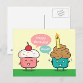 Funny Happy Birthday - Cupcake Candle Woes Postkarte (Vorne/Hinten)