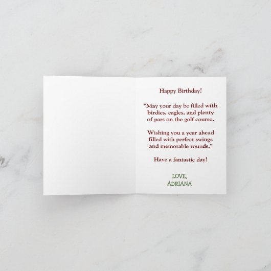 Funny Happy Birthday Golfing Ball Liebhaber Karte (Innenseite)