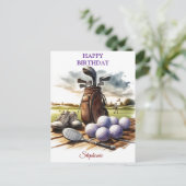 Funny Happy Birthday Golfing Ball Liebhaber Postkarte (Stehend Vorderseite)