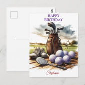 Funny Happy Birthday Golfing Ball Liebhaber Postkarte (Vorne/Hinten)