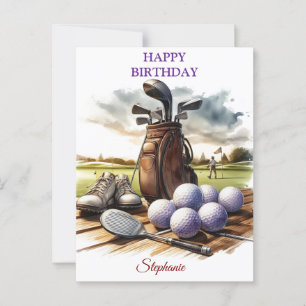 Funny Happy Birthday Golfing Ball Liebhaber Postkarte