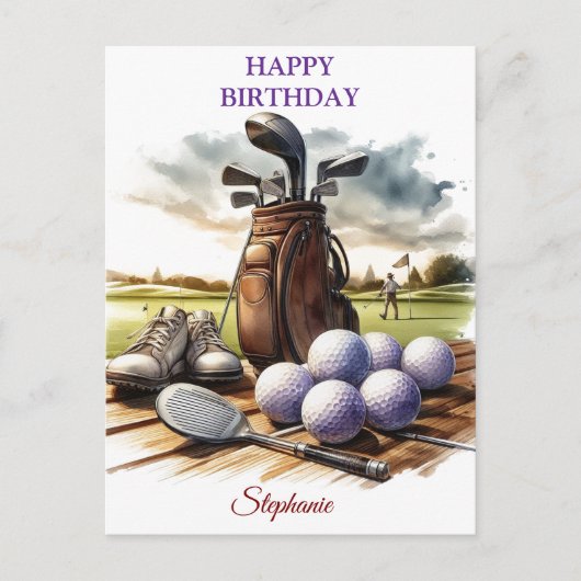 Funny Happy Birthday Golfing Ball Liebhaber Postkarte (Vorderseite)