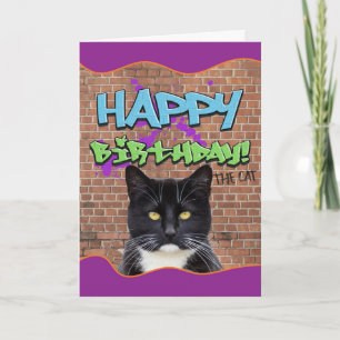 Funny Happy Birthday Graffiti von der Katze Karte
