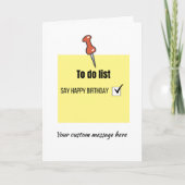 Funny Happy Birthday Post-it Note Card Karte (Vorderseite)