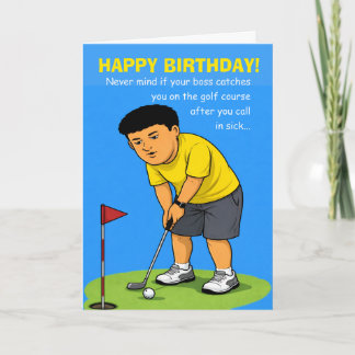 funny happy birthday wish for golfing brother karte