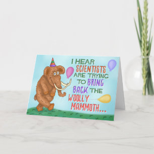 Funny Happy Birthday Wooly Mammoth Joke Custom Karte