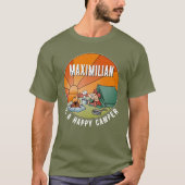 Funny Happy Camper Cartoon mit Ihrem Namen T-Shirt (Vorderseite)