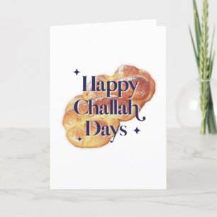 Funny Happy Challah Days Hanukkah Watercolor  Feiertagskarte