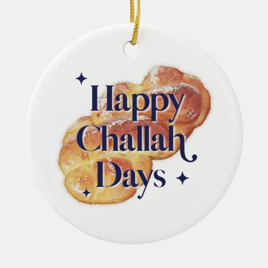 Funny Happy Challah Days Hanukkah Watercolor Keramik Ornament (Vorne)