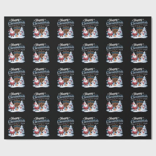 Funny Happy Chrismukkah Santa Menorah Holiday Geschenkpapier (Flach)