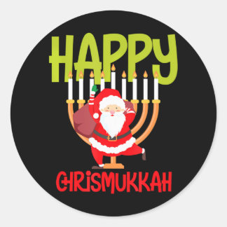 Funny Happy Chrismukkah Witty jewish Hanukkah Runder Aufkleber