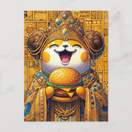 Funny Happy Critter Eating Cheeseburger Postkarte