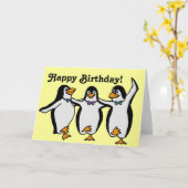 Funny Happy Dancing Penguins Geburtstag Karte (Gelbe Blume)